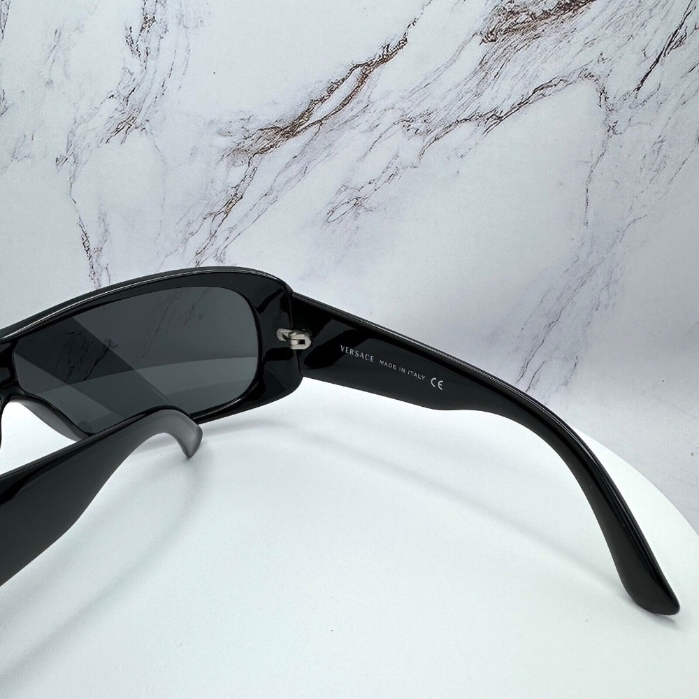 ❌SOLD ❌VERSACE Sunglasses New Black Crystals Logo Authentic Shield Wrap Visor - Picture 11 of 13